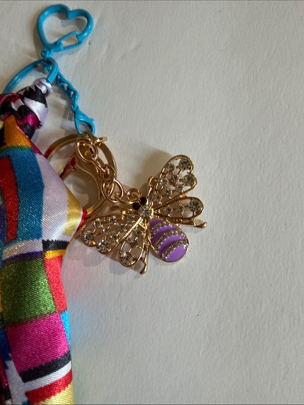 Multicolor Patterned Ribbon Scarf Keychain - Vibrant Pink & Multicolor - Picture 4 of 6
